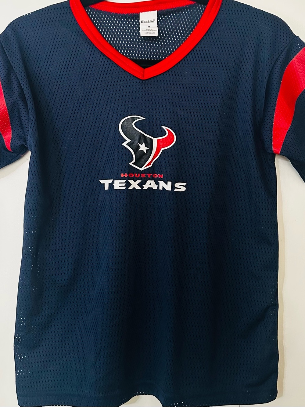 Kids Houston Texans Mesh V-Neck Jersey - Navy & Red by Franklin